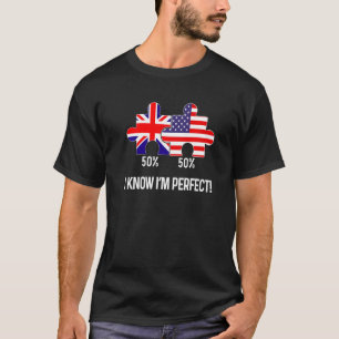 Half Amerikaanse Half Britse Vlag Kaart Gecombinee T-shirt