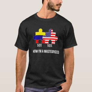 Half Amerikaanse Half Colombiaanse Vlag Gecombinee T-shirt