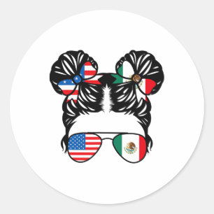 Half Amerikaanse Half Mexicaanse Meisje Usa Mexico Ronde Sticker