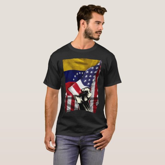 Half-Amerikaanse Half-Venezolaanse ROOTS USA Flag T-shirt (Voorkant volledig)