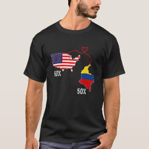Half-Amerikaanse halve Colombiaanse vlag - gecombi T-shirt