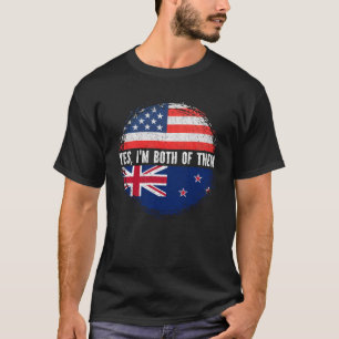 Half-Amerikaanse halve zealander VS vlag T-shirt