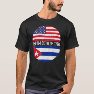 Half-Amerikaanse helft Cubaanse VS vlag familie er T-shirt
