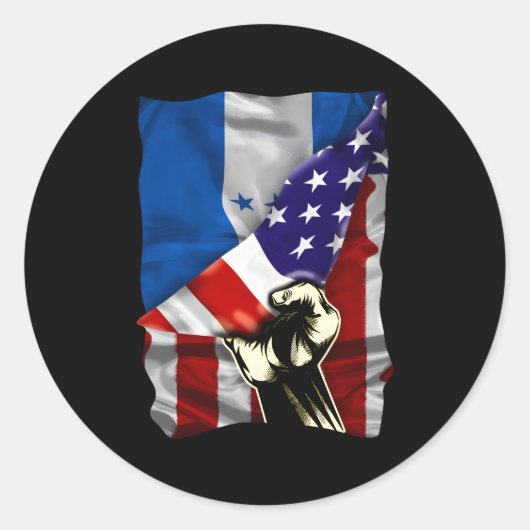 Half Amerikaanse vlag Honduran Roots USA vlag Hond Ronde Sticker (Voorkant)