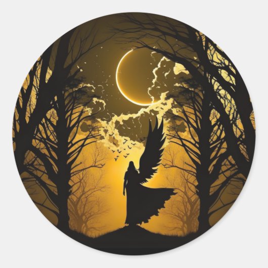 Half Angel Ronde Sticker (Voorkant)