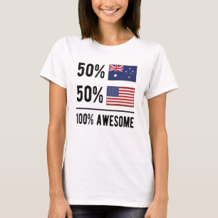 Half Australische halve Amerikaanse vlag Australi T-shirt