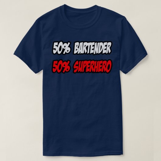 Half Bartender Half Superheld T-shirt (Design voorkant)