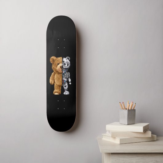 Half Bear Half Robot Skateboard (Muurkunst)