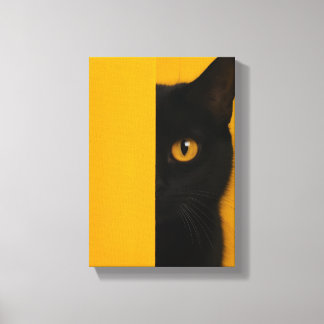 Half-Black Cat Minimalist Canvas Art Afdruk