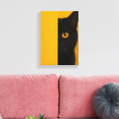 Half-Black Cat Minimalist Canvas Art Afdruk (Insitu (Woonkamer))