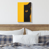 Half-Black Cat Minimalist Canvas Art Afdruk (Insitu (Slaapkamer))
