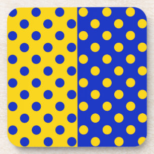 Half Blauw Geel Polka Dots Patroon Ontwerp Bier Onderzetter