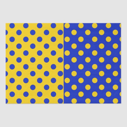 Half Blauw Geel Polka Dots Patroon Ontwerp Tissuepapier (Voorkant)