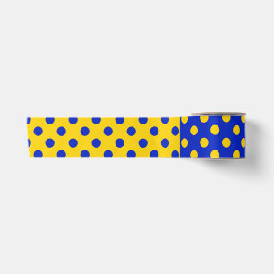 Half blauw geel polka stippen patroon ontwerp lint
