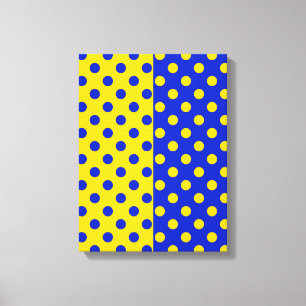 Half blauw geel polka stippen patroonontwerp canvas afdruk
