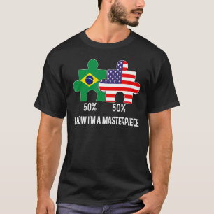 Half Braziliaanse halve Amerikaanse vlag gecombine T-shirt