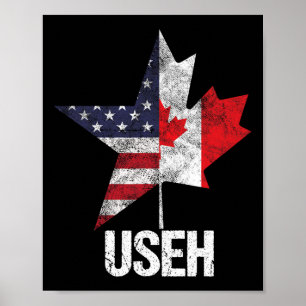 Half Canadaans Amerikaanse vlag Canada VS Verenigd Poster