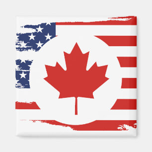 Half Canadees Amerikaans: Canada USA Maple Leaf Vl Magneet