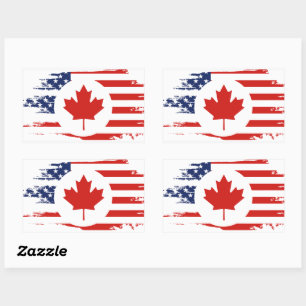Half Canadees Amerikaans: Canada USA Maple Leaf Vl Rechthoekige Sticker