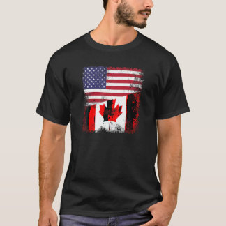 Half Canadees Vlag T Shirt  Canada USA Cadeau