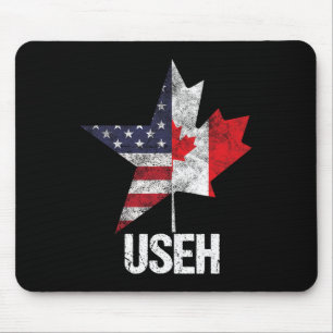 Half Canadese Amerikaan Gebruikt Canada Vlag Veren Muismat