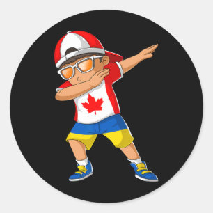 Half Canadese Half Oekraïense Jongen Canada Oekrai Ronde Sticker
