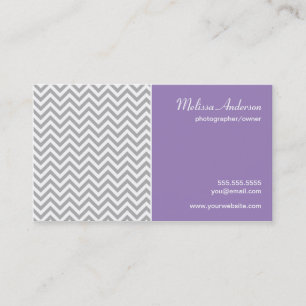 Half Chevron Pattern Grey and Soft Paars Visitekaartje