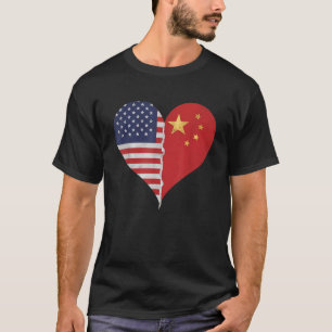 Half Chinees Half Amerikaans Vlag China Amerika T-shirt