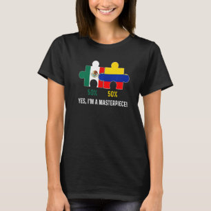 Half Colombiaanse Half Mexicaanse Vlagkaart DNA Me T-shirt