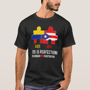Half Colombiaanse Half Puerto Ricaanse Vlag Kaart T-shirt