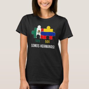Half Colombiaanse Mexicaanse vlag DNA Mexico Co T-shirt