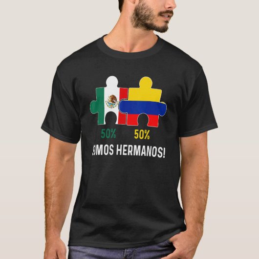 Half Colombiaanse Mexicaanse vlag DNA Mexico Co T-shirt (Voorkant)