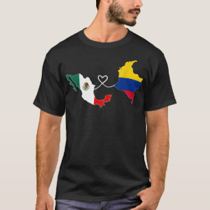 Half Colombiaanse Mexicaanse vlag DNA Mexico Co T-shirt