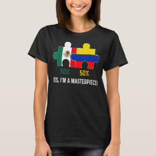 Half Colombiaanse Mexicaanse vlag DNA Mexico Co T-shirt