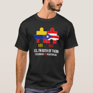 Half Colombian Half Puerto Rican Flag Map Boricua  T-shirt