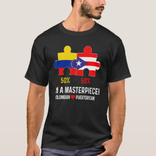 Half Colombian Half Puerto Rican Flag Map Boricua T-shirt