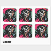 Half Cowgirl Half Skeleton Pop Art Spooky Stickers (Vel)