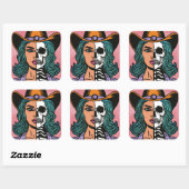 Half Cowgirl Half Skeleton Western Spooky Stickers (Vel)