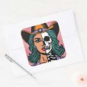 Half Cowgirl Half Skeleton Western Spooky Stickers (Envelop)