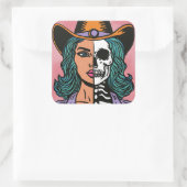 Half Cowgirl Half Skeleton Western Spooky Stickers (Tas)