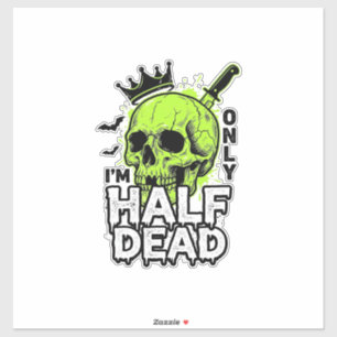 Half Dode Schedel Halloween Vintage Gravure T-shir Sticker