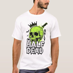 Half Dode Schedel Halloween Vintage Gravure T-shir T-shirt