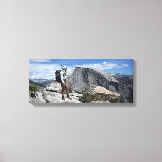 Half Dome en Hiker van North Dome - Yosemite Canvas Afdruk (Voorkant)
