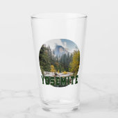 Half Dome in de herfst, met "Yosemite" tekst Glas (Voorkant)