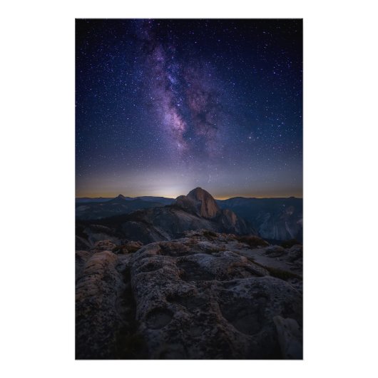 Half Dome under Milky Way Foto Afdruk (Voorkant)