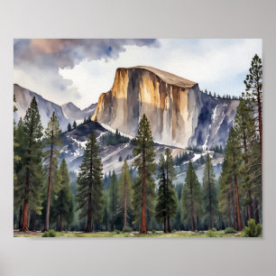 Half Dome Yosemite National Park Waterverf Poster