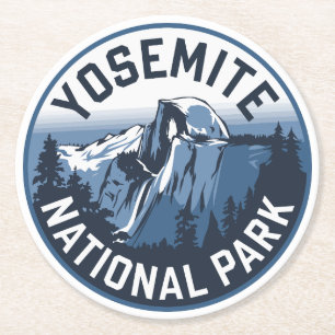 Half Dome Yosemite Ronde Embleem Kartonnen Onderzetter