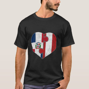 Half Dominicaans Half Peruaanse Vlag Hart Roots He T-shirt