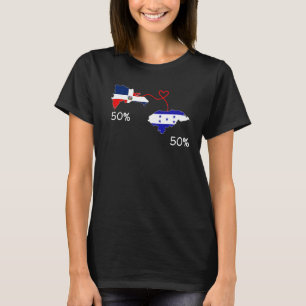 Half Dominican Half Honduran Flag Map Love Hondura T-shirt