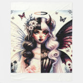 Half Engel Duivel Donkere Schoonheid Gebroken Vleu Fleece Deken (Voorkant)